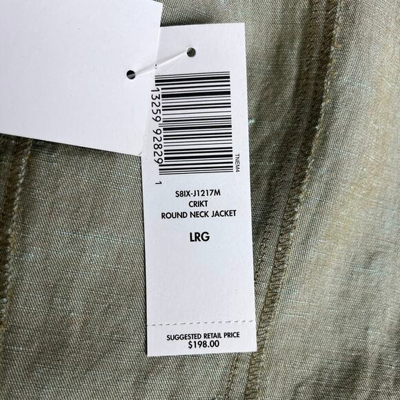 Eileen Fisher Crinkle Round Neck Jacket Lightweight Button Up Linen Blend L NWT - Picture 4 of 16